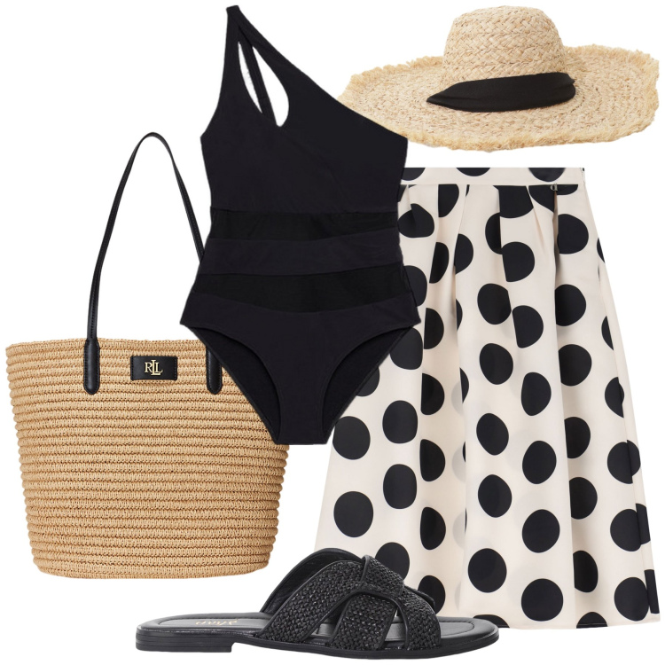 Outfit donna - Non solo mare. Stile Casual chic per Mare. Abbinamento con cappelli, gonne longuette, sandali, borse tote, costumi interi.