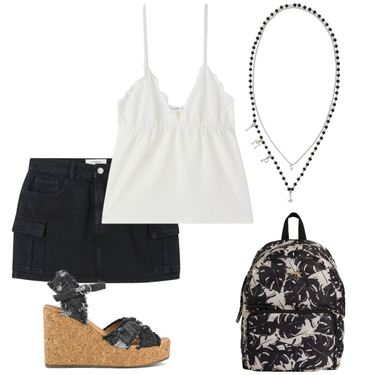 Outfit donna - black and white. Abbinamento con minigonne, canottiere, collane, zaini, zeppe.