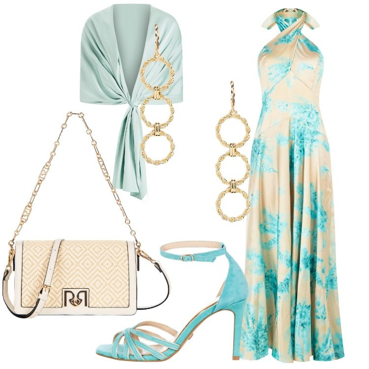 Outfit donna - Rinascimento - Saldi estivi. Stile Glamour per Serata fuori. Abbinamento con vestiti lunghi, sandali col tacco, borse a tracolla, stole, orecchini.