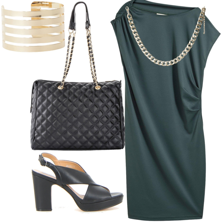 Outfit donna - Total look #2201754. Stile Casual per Tutti i giorni. Abbinamento con vestiti corti, shopping bag, collane, braccialetti, sandali col tacco.