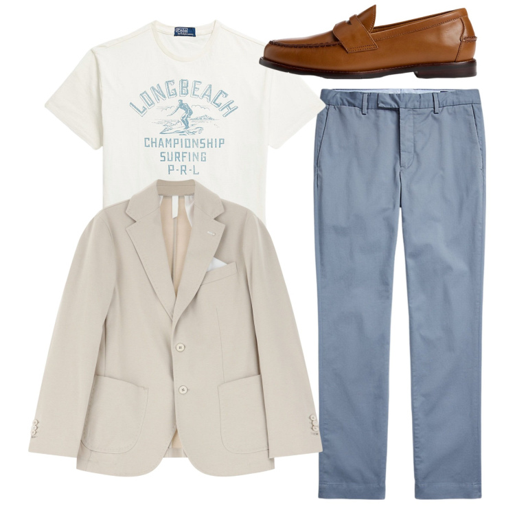 Outfit uomo - Talco. Stile Casual per Tutti i giorni. Abbinamento con giacche, scarpe stringate, pantaloni chino, t-shirt.