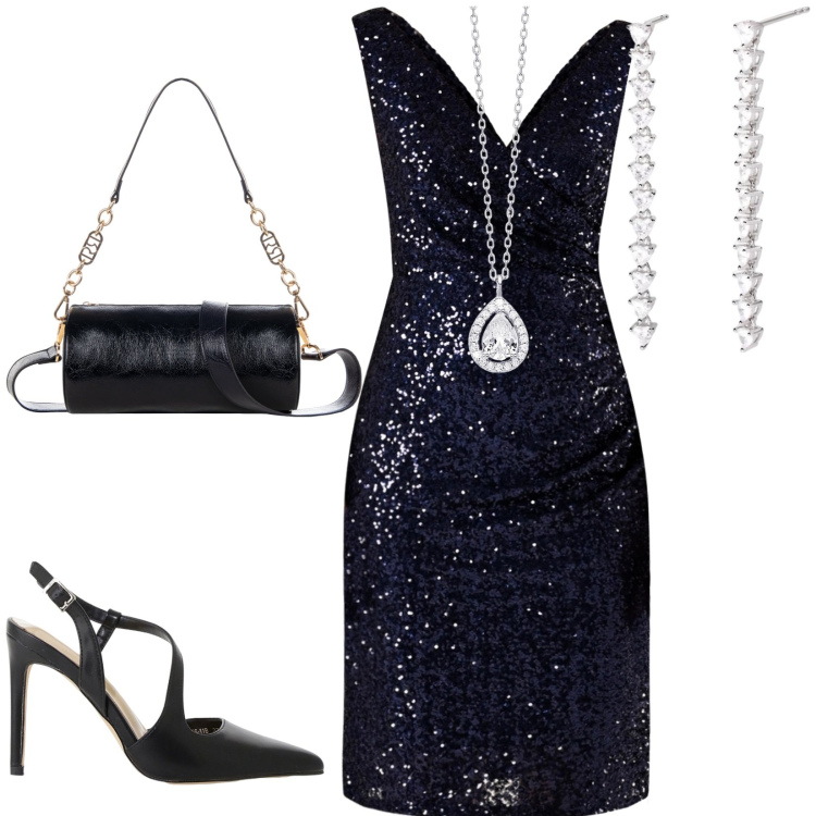 Outfit donna - Total look #2201986. Stile Glamour per Serata fuori. Abbinamento con collane, orecchini, vestiti a tubino, borse a mano, décolleté.