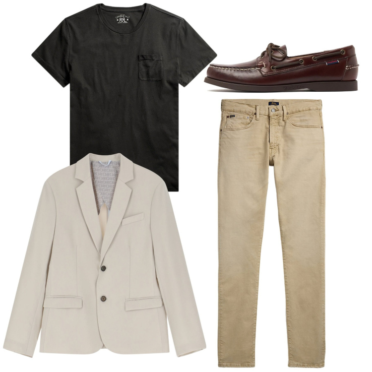 Outfit uomo - Serata casual. Stile Casual per Serata speciale. Abbinamento con giacche, t-shirt, jeans, scarpe stringate.