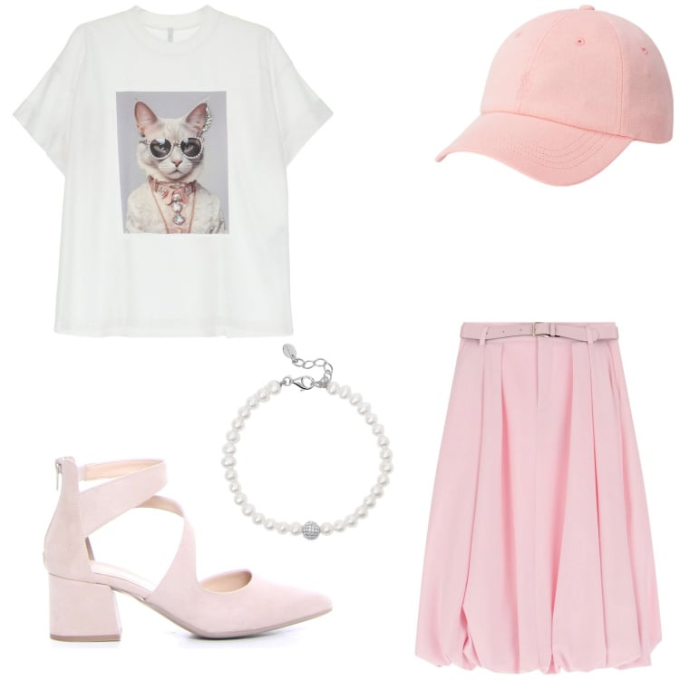 Outfit donna - Romantic horror. Stile Romantica per Scuola/Università. Abbinamento con braccialetti, gonne longuette, t-shirt, cappelli, sandali in pelle.