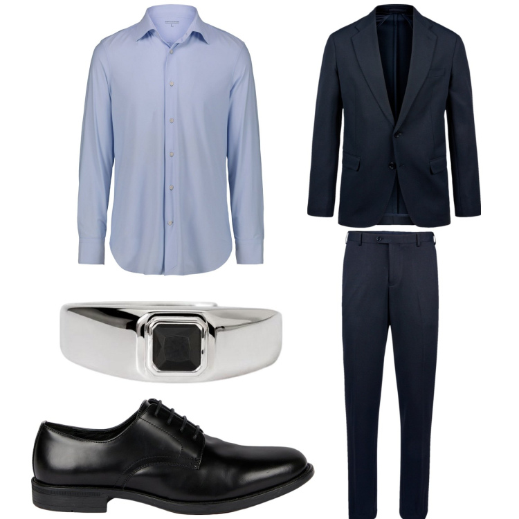Outfit uomo - Total look #2202082. Stile Business/Elegante per Ufficio. Abbinamento con anelli, abiti, scarpe stringate, camicie.