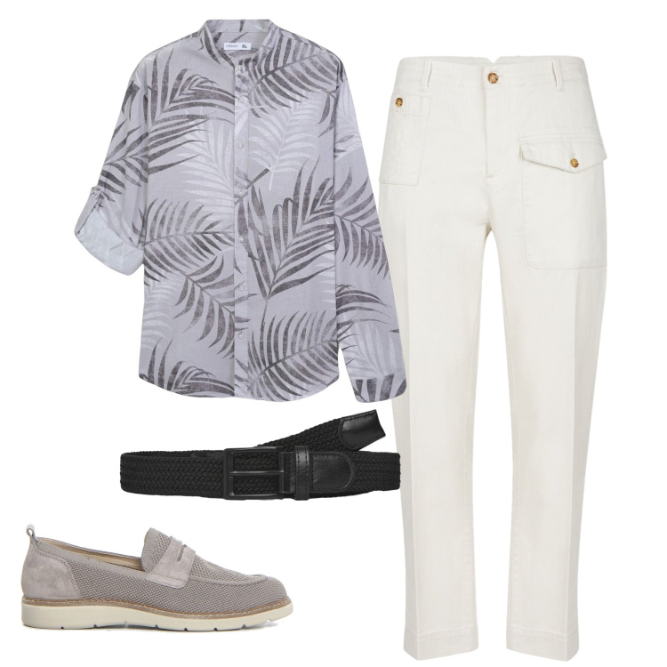 Outfit uomo - Luglio. Stile Urban per Tutti i giorni. Abbinamento con camicie, cinture, pantaloni, scarpe stringate.
