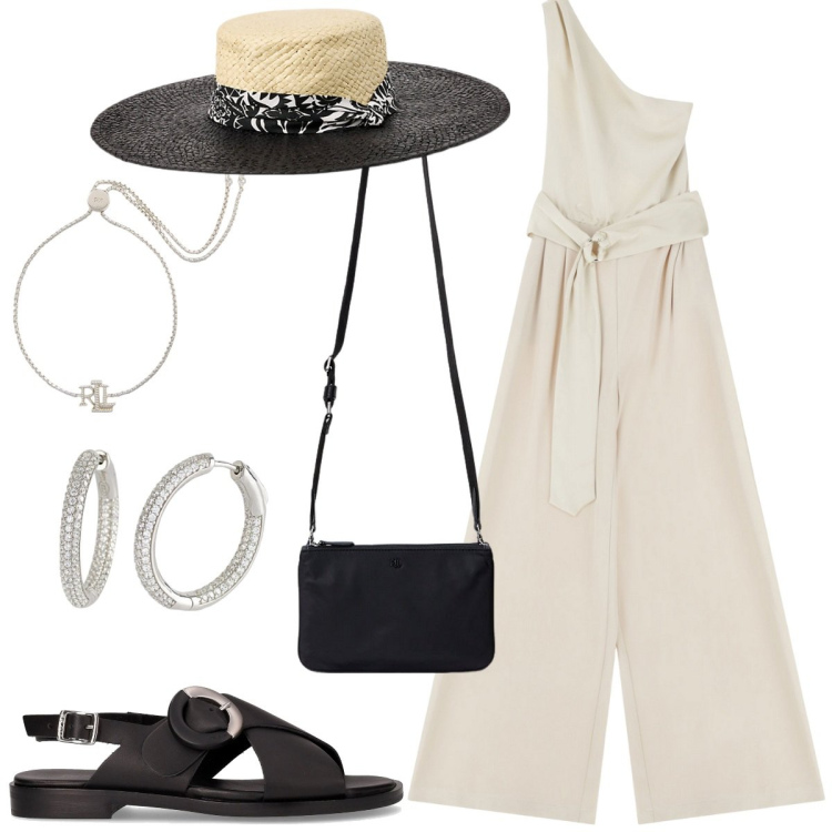 Outfit donna - Saldissimi imperial. Stile Glamour per Tutti i giorni. Abbinamento con orecchini, tute, braccialetti, borse a tracolla, cappelli, sandali.