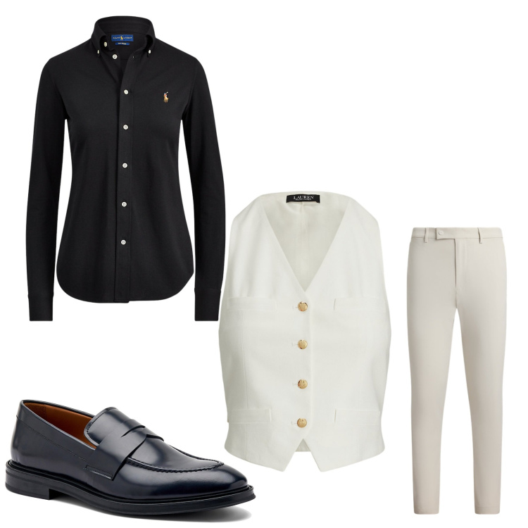 Outfit uomo - Serata bianco e nero. Stile Business/Elegante per Serata speciale. Abbinamento con pantaloni, camicie, gilet, scarpe stringate.