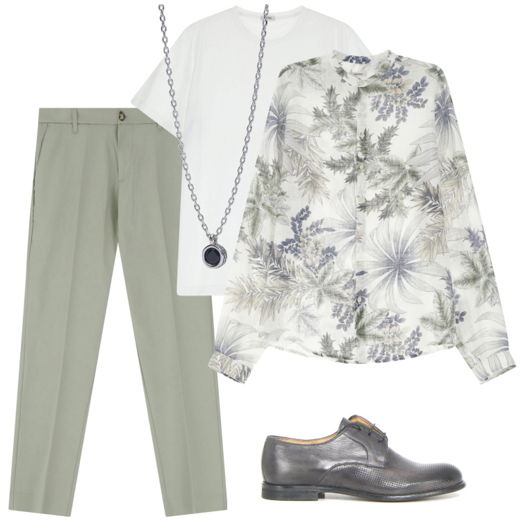 Outfit uomo - Total look #2202419. Stile Casual per Serata speciale. Abbinamento con collane, pantaloni, t-shirt, camicie, scarpe stringate.