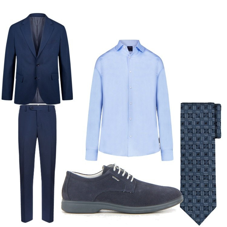 Outfit uomo - Evento. Stile Business/Elegante per Cerimonia. Abbinamento con abiti, camicie, cravatte, scarpe stringate.