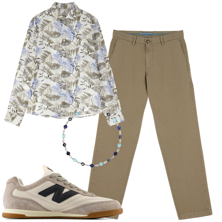 Outfit uomo - Total look #2202610. Stile Urban per Tutti i giorni. Abbinamento con braccialetti, pantaloni chino, camicie, sneakers.
