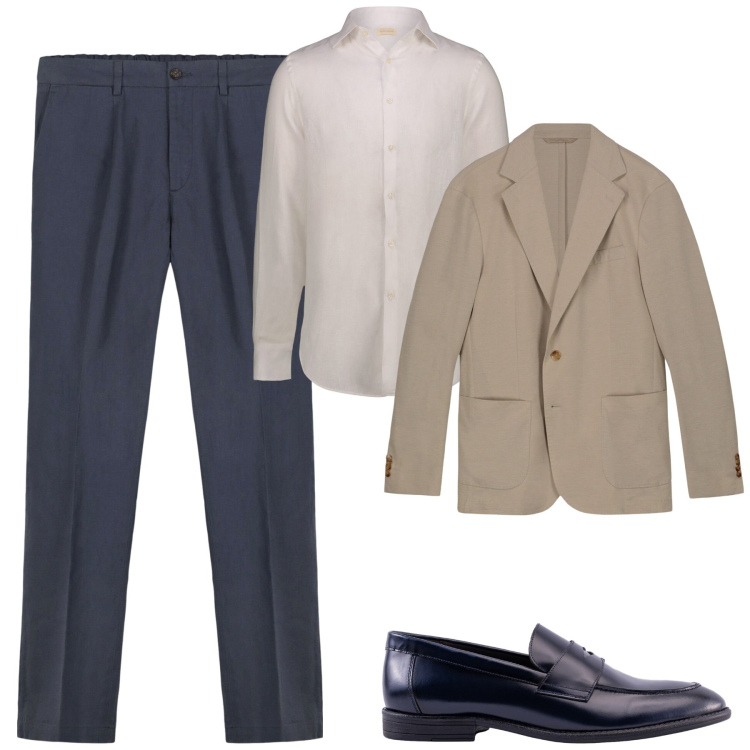 Outfit uomo - In ufficio. Stile Business/Elegante per Ufficio. Abbinamento con camicie, giacche, scarpe stringate, pantaloni.