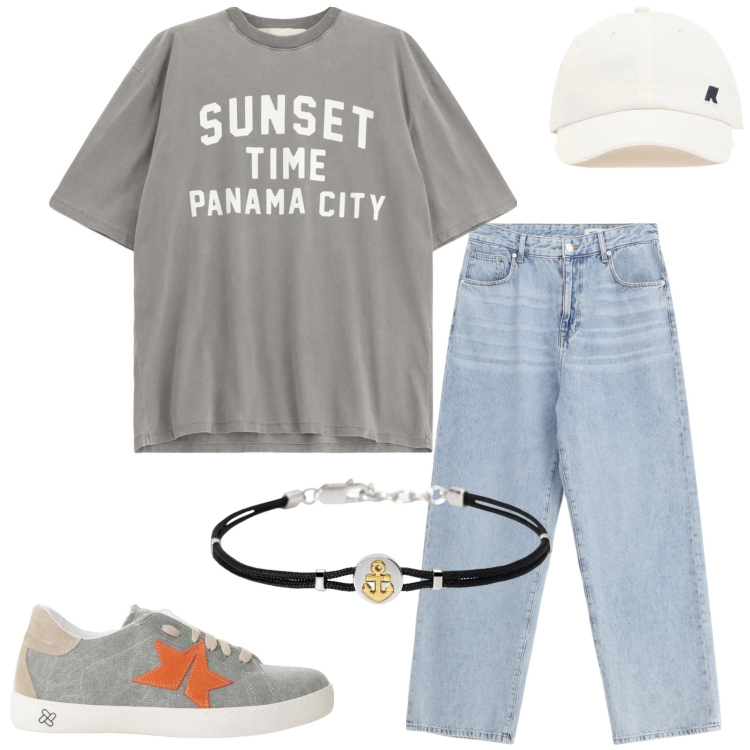 Outfit uomo - Imperial Summer Sale. Stile Casual per Tutti i giorni. Abbinamento con braccialetti, jeans, sneakers, t-shirt, cappelli.