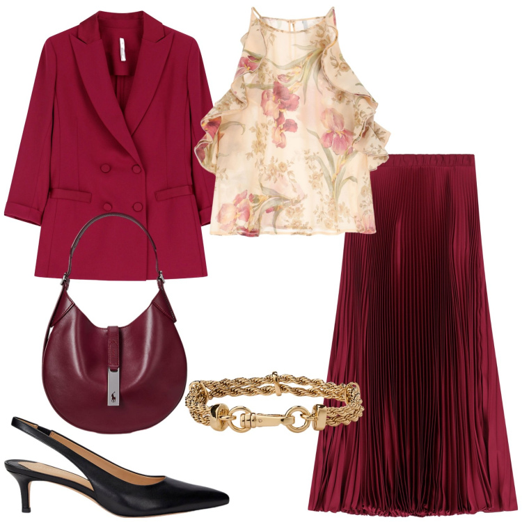 Outfit donna - Imperial Summer sales. Stile Chic per Cerimonia. Abbinamento con gonne lunghe, canottiere, blazer, braccialetti, borse a spalla, décolleté.