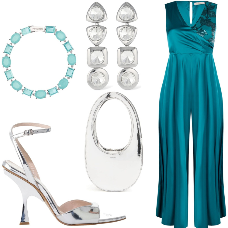 Outfit donna - Total look #2203230. Stile Glamour per Cerimonia. Abbinamento con tute, braccialetti, décolleté, orecchini, borse a mano.