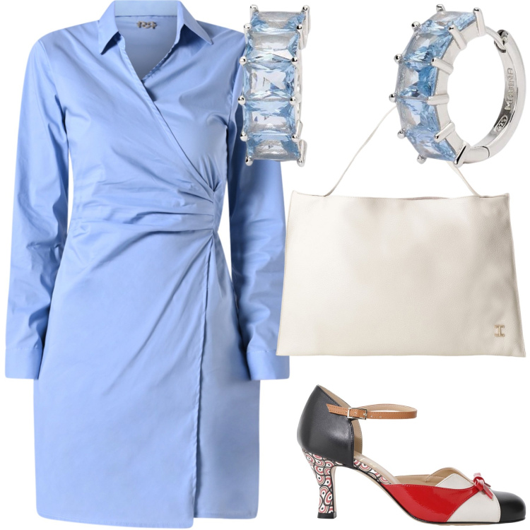 Outfit donna - Un robemanteau per l ufficio. Stile Urban per Ufficio. Abbinamento con borse a spalla, décolleté, orecchini, vestiti chemisier.