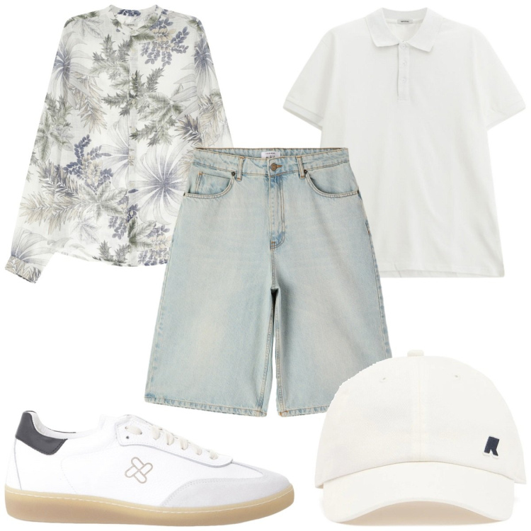 Outfit uomo - Total look #2203290. Stile Trendy per Tutti i giorni. Abbinamento con bermuda, sneakers, polo, camicie, cappelli.