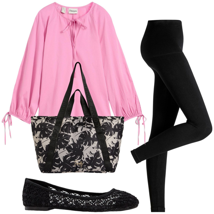 Outfit donna - Total look #2203437. Stile Basic per Tutti i giorni. Abbinamento con ballerine, leggings, tuniche, shopping bag.