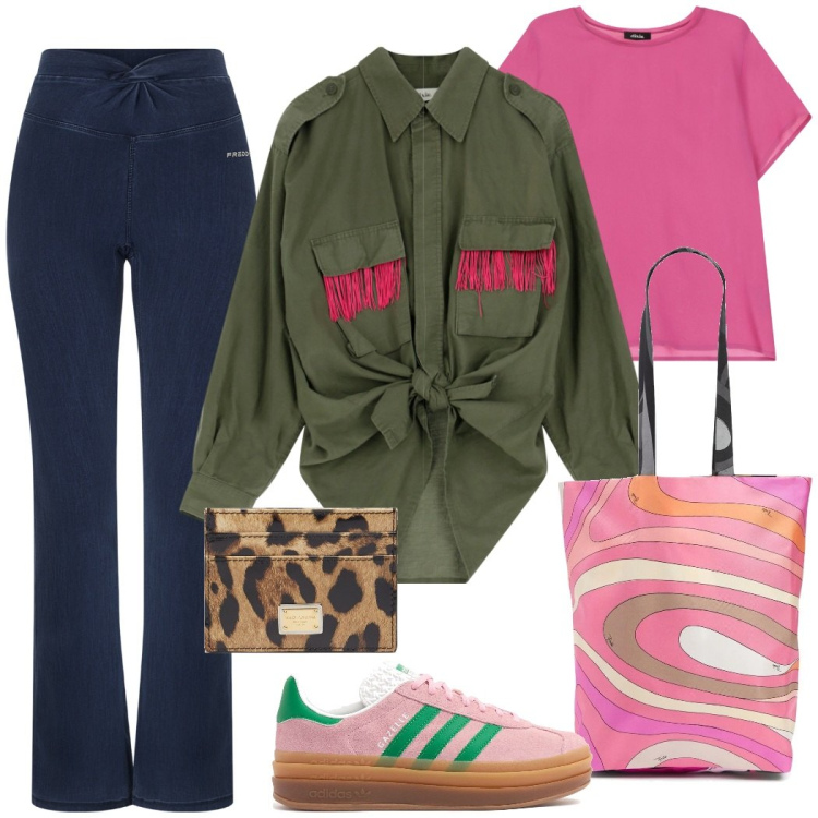 Outfit donna - Colore protagonista in città. Stile Casual chic per Tutti i giorni. Abbinamento con jeggings, t-shirt, camicie, sneakers, portafogli, shopping bag.