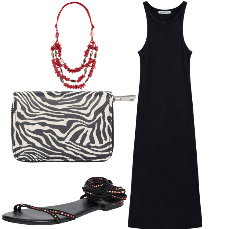 Outfit donna - Total look #2203541. Stile Basic per Tutti i giorni. Abbinamento con vestiti lunghi, sandali alla schiava, portafogli, collane.