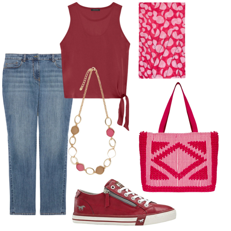 Outfit donna - Fiorella Rubino 5. Stile Sporty chic per Tutti i giorni. Abbinamento con sneakers, jeans skinny, collane, top, stole, borse a mano.