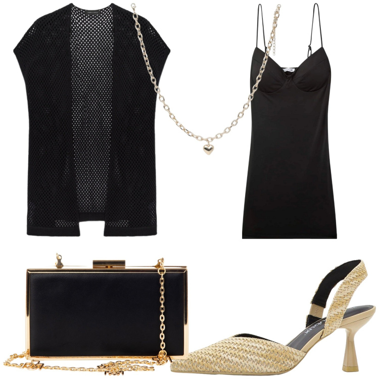 Outfit donna - Total look #2203586. Stile Glamour per Serata fuori. Abbinamento con décolleté, vestiti corti, collane, pochette, cardigans.