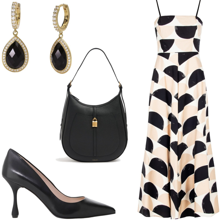 Outfit donna - Total look #2203588. Stile Bon Ton per Cerimonia. Abbinamento con orecchini, vestiti midi/longuette, décolleté, borse a spalla.