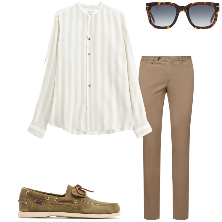 Outfit uomo - Casual chic. Stile Urban per Serata speciale. Abbinamento con camicie, occhiali da sole, scarpe stringate, pantaloni.