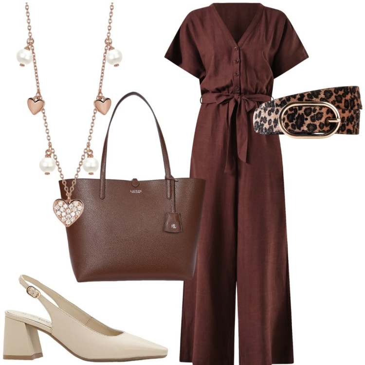 Outfit donna - Impeccabile in ufficio. Stile Casual chic per Ufficio. Abbinamento con décolleté, cinture, collane, tute, borse tote.