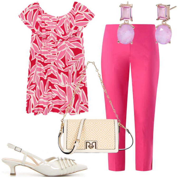 Outfit donna - Quasi monocromatico. Stile Chic per Cerimonia. Abbinamento con orecchini, pantaloni skinny, borse a tracolla, vestiti corti, décolleté.
