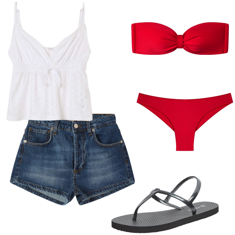 Outfit donna - Saldi Terranova. Stile Casual per Mare. Abbinamento con shorts, bikini, canottiere, sandali, bikini.