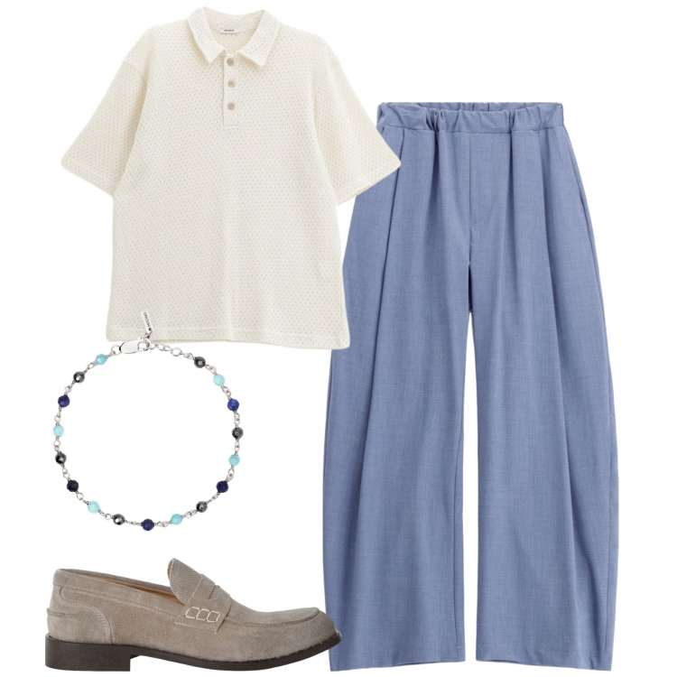 Outfit uomo - Imperial. Stile Urban per Tutti i giorni. Abbinamento con braccialetti, pantaloni, scarpe stringate, polo.