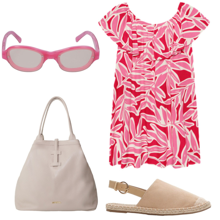 Outfit donna - Total look #2204565. Stile Casual per Tutti i giorni. Abbinamento con espadrillas, borse tote, vestiti corti, occhiali da sole.