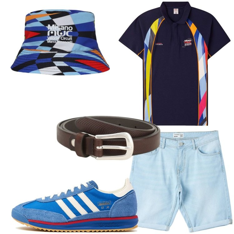 Outfit uomo - Cappello bucket in tessuto. Stile Urban per Tutti i giorni. Abbinamento con bermuda, polo, cappelli, cinture, sneakers.