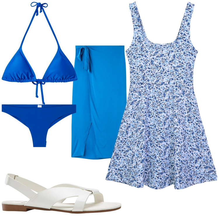 Outfit donna - Total look #2204630. Stile Basic per Mare. Abbinamento con sandali, vestiti corti, vestiti da spiaggia, bikini, bikini.