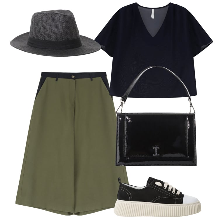 Outfit donna - Total Imperial. Stile Casual per Tutti i giorni. Abbinamento con pantaloni, bluse, sneakers, borse a tracolla, cappelli.
