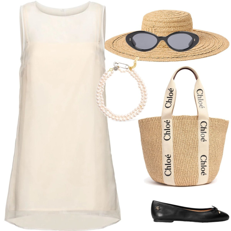 Outfit donna - Audrey o Jacqueline oppure entrambe!!. Stile Bon Ton per Tutti i giorni. Abbinamento con ballerine, cappelli, vestiti corti, shopping bag, occhiali da sole, collane.