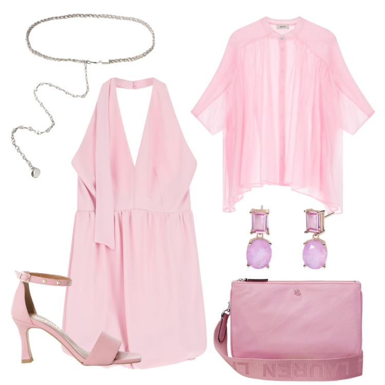 Outfit donna - Total look #2204957. Stile Casual per Tutti i giorni. Abbinamento con orecchini, vestiti corti, sandali col tacco, camicie, borse a tracolla, cinture.