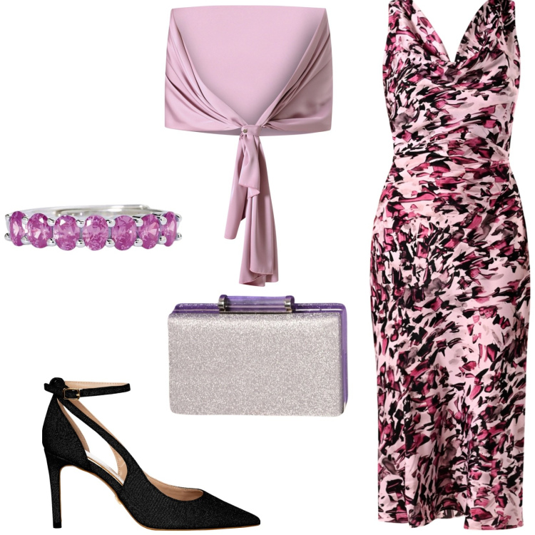 Outfit donna - Total look #2205101. Stile Bon Ton per Cerimonia. Abbinamento con anelli, scialli, vestiti a tubino, décolleté, pochette.