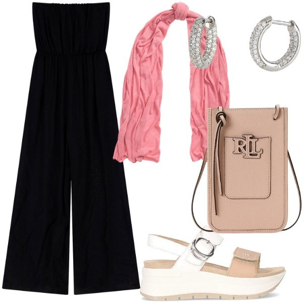 Outfit donna - Imperial - Summer Sale SS25. Stile Casual chic per Serata fuori. Abbinamento con orecchini, tute, borse a tracolla, sciarpe, sandali.