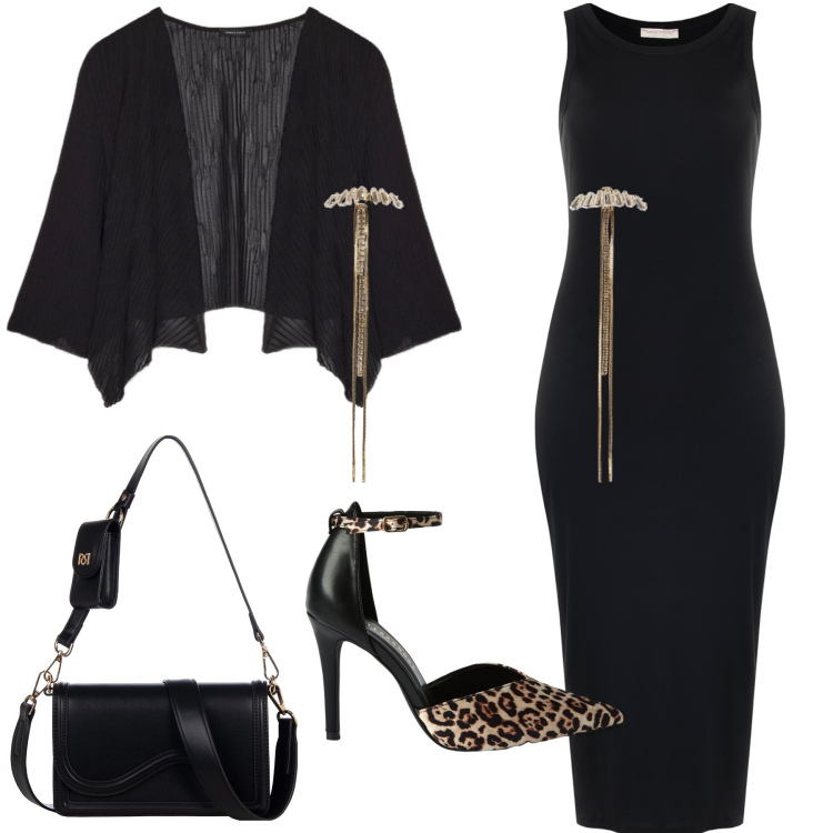 Outfit donna - Il sandalo che noti. Stile Trendy per Cerimonia. Abbinamento con décolleté, orecchini, vestiti, pochette, bolero.
