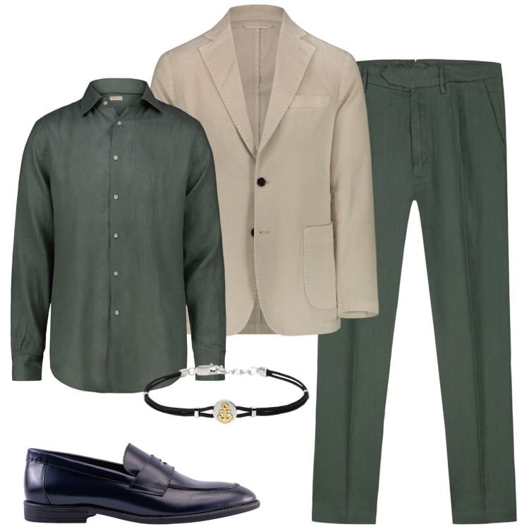 Outfit uomo - City. Stile Business/Elegante per Ufficio. Abbinamento con braccialetti, pantaloni, giacche, scarpe stringate, camicie.