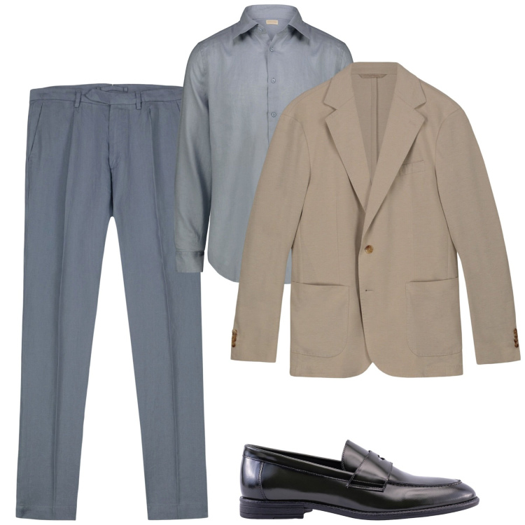 Outfit uomo - Total look #2205595. Stile Urban per Tutti i giorni. Abbinamento con giacche, camicie, pantaloni, scarpe stringate.