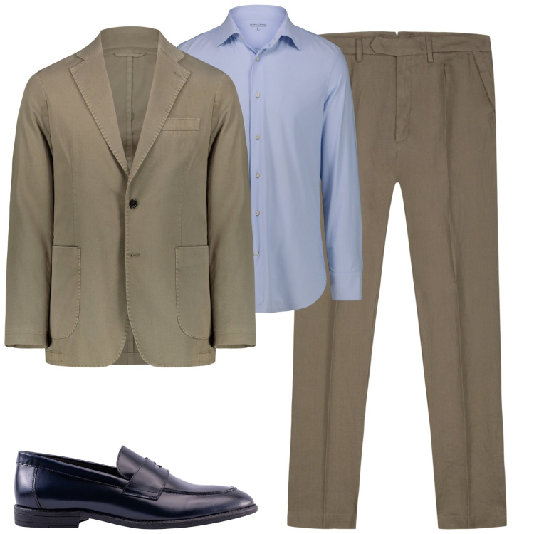 Outfit uomo - In ufficio. Stile Business/Elegante per Ufficio. Abbinamento con giacche, pantaloni, scarpe stringate, camicie.