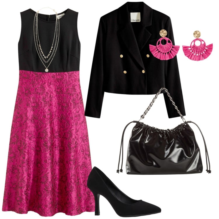Outfit donna - Cerimonia in saldo. per Cerimonia. Abbinamento con vestiti midi/longuette, blazer, orecchini, shopping bag, collane, décolleté.