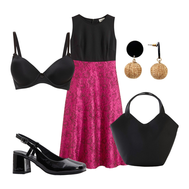 Outfit donna - Total look #2205647. Stile Rock per Serata fuori. Abbinamento con vestiti midi/longuette, orecchini, décolleté, reggiseni, borse a mano.
