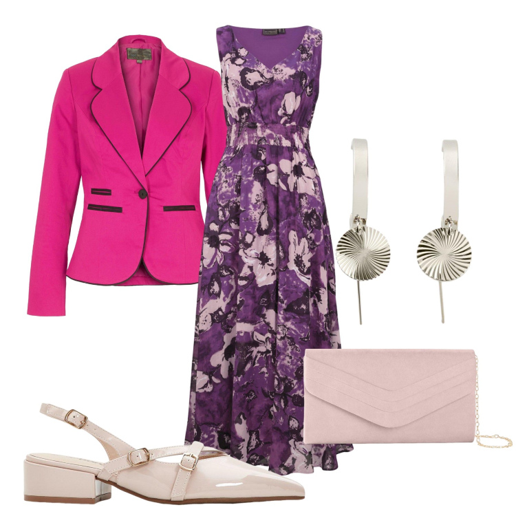 Outfit donna - Total look #2205656. Stile Chic per Cerimonia. Abbinamento con vestiti lunghi, blazer, pochette, décolleté, orecchini.