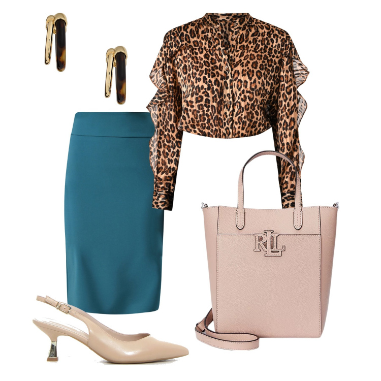 Outfit donna - Total look #2205785. Stile Bon Ton per Cerimonia. Abbinamento con gonne, camicie, orecchini, borse tote, décolleté.
