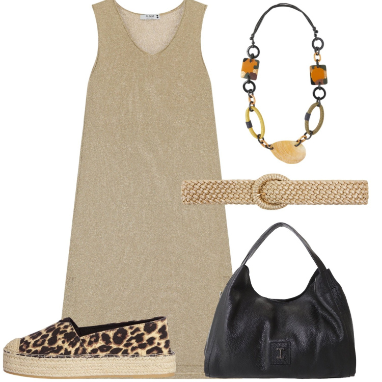Outfit donna - Total look #2205827. Stile Chic per Tutti i giorni. Abbinamento con espadrillas, cinture, vestiti midi/longuette, pochette, collane.