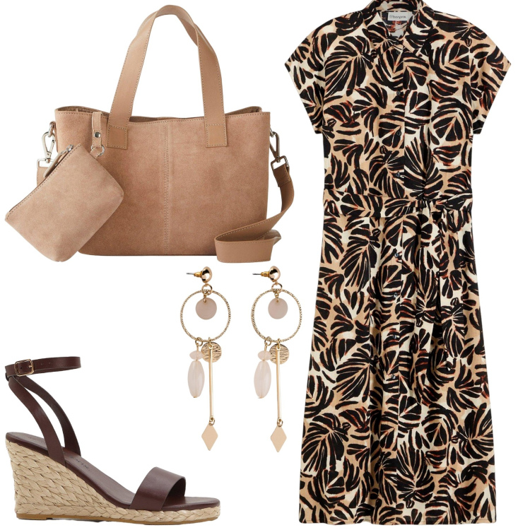 Outfit donna - Bonprix Sale Summer. Stile Casual chic per Ufficio. Abbinamento con borse a mano, sandali, orecchini, vestiti midi/longuette.